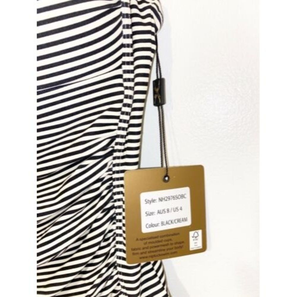 NipTuck Black and Cream Striped One Piece Swimsuit Size 4 - Picture 3 of 9
